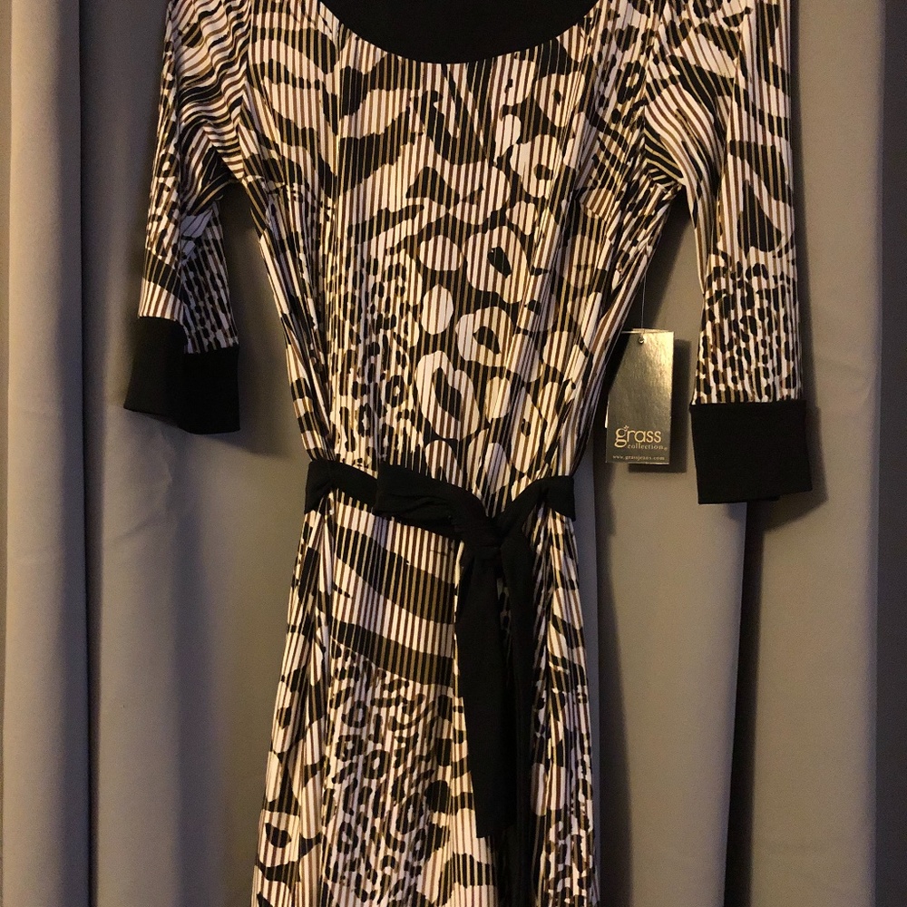 Grass Collection Dress with Tie Belt